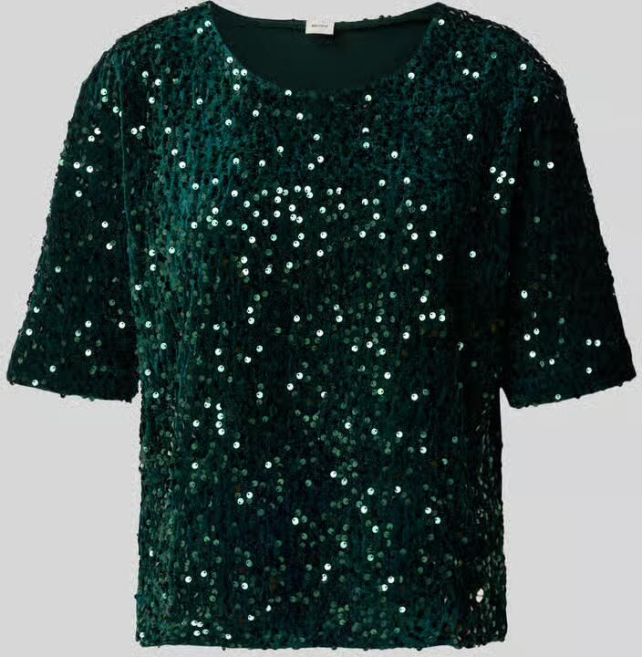 BRAX Relaxed fit T-shirt met all-over pailletten model 'Cara'