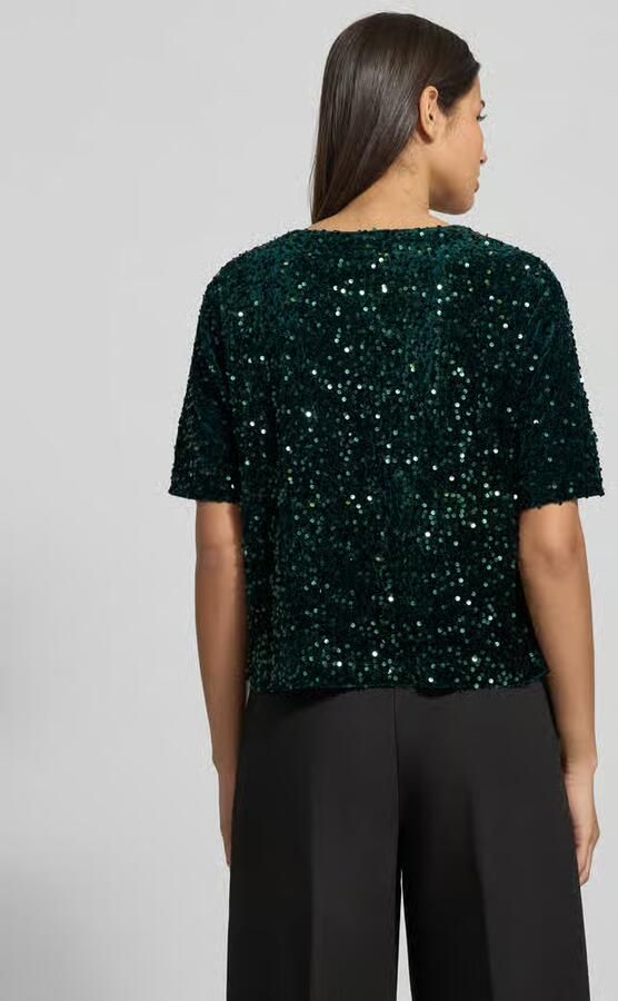 BRAX Relaxed fit T-shirt met all-over pailletten model 'Cara' - Foto 4
