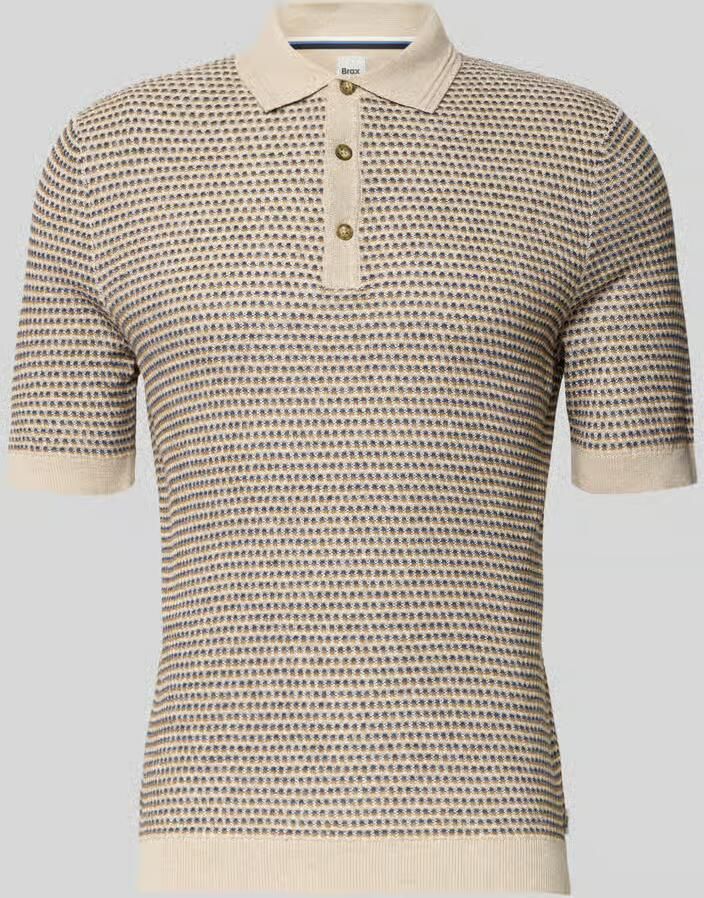 BRAX Slim fit poloshirt in gebreide look met linnen