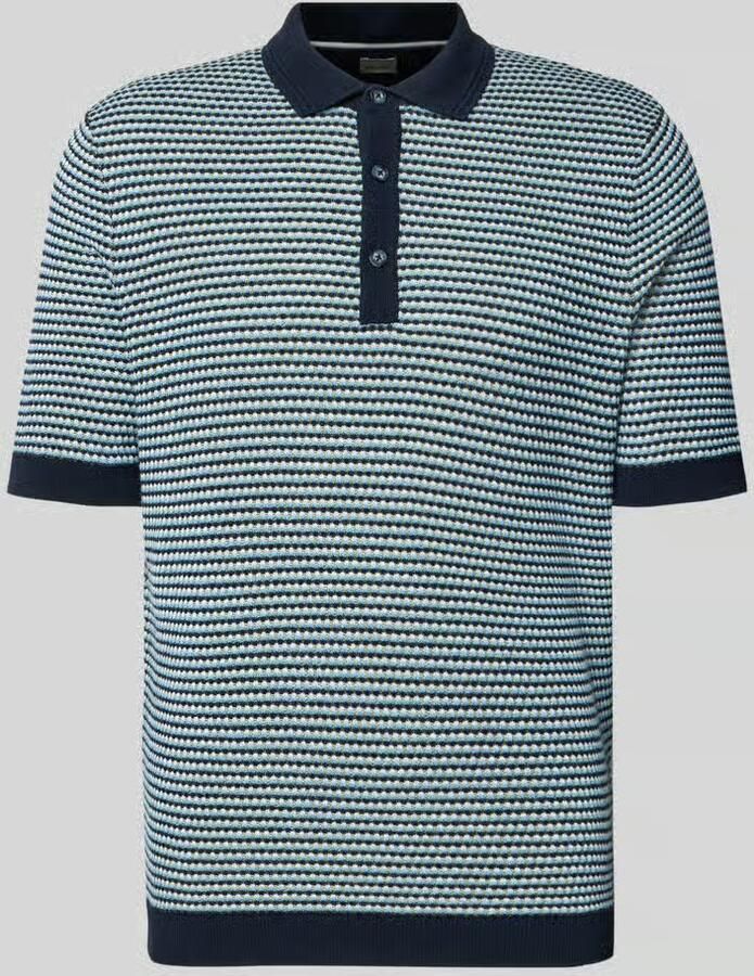 BRAX Slim fit Poloshirt in tricotlook met linnen - Foto 2