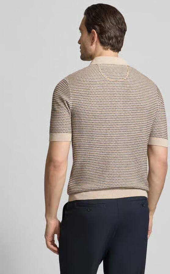 BRAX Slim fit poloshirt in gebreide look met linnen - Foto 4