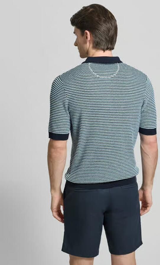 BRAX Slim fit Poloshirt in tricotlook met linnen