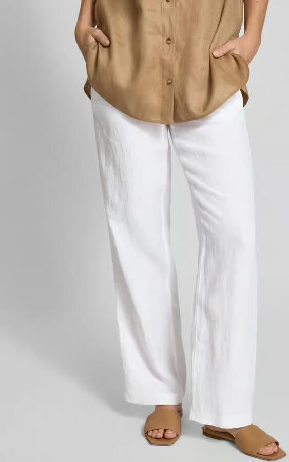 BRAX Straight leg linnen broek met strikceintuur model 'STYLE.FARINA' - Foto 2