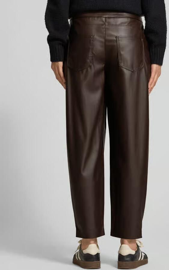 Buena Vista Wide leg kunstleren broek met bandplooien - Foto 3