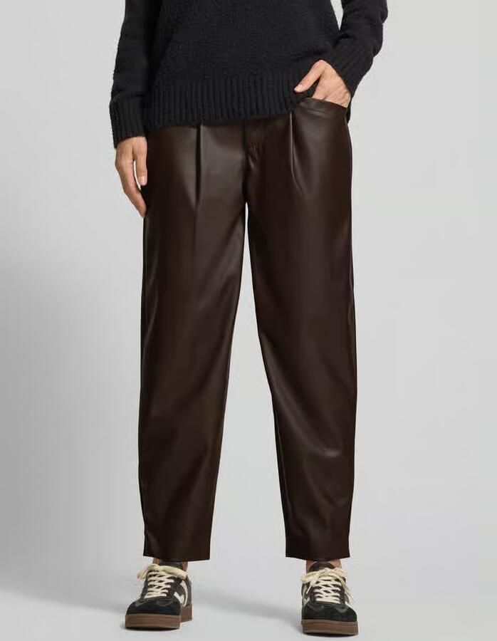 Buena Vista Wide leg kunstleren broek met bandplooien - Foto 2