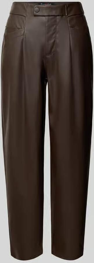Buena Vista Wide leg kunstleren broek met bandplooien
