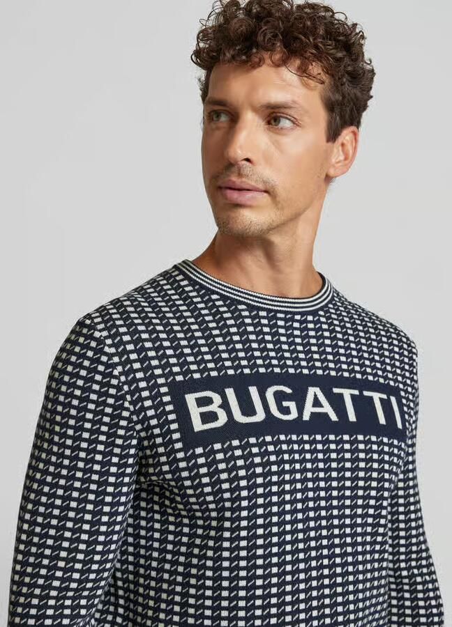 Bugatti Gebreide trui met aanwezig logo-print