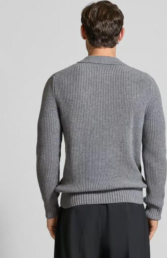 Bugatti Gebreide pullover met platte kraag en knoopsluiting