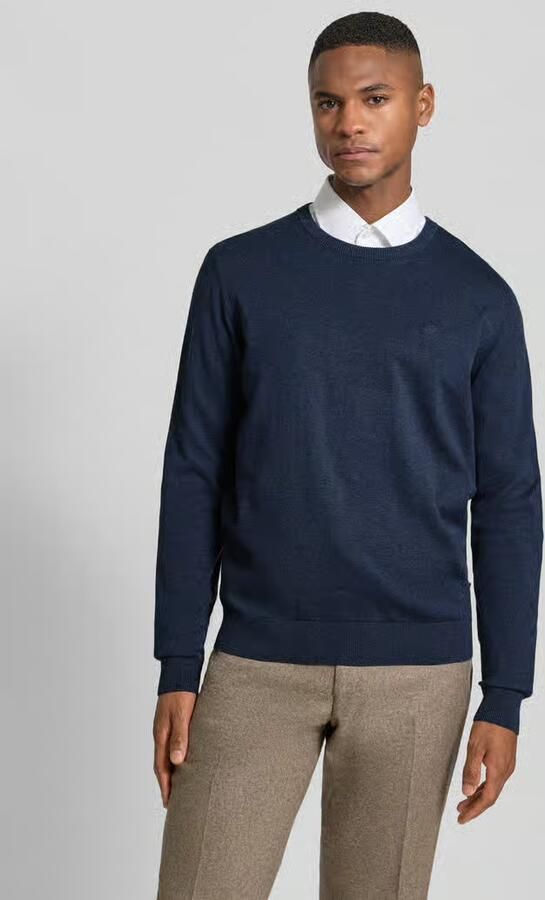 Bugatti Gebreide pullover met ribboorden - Foto 2