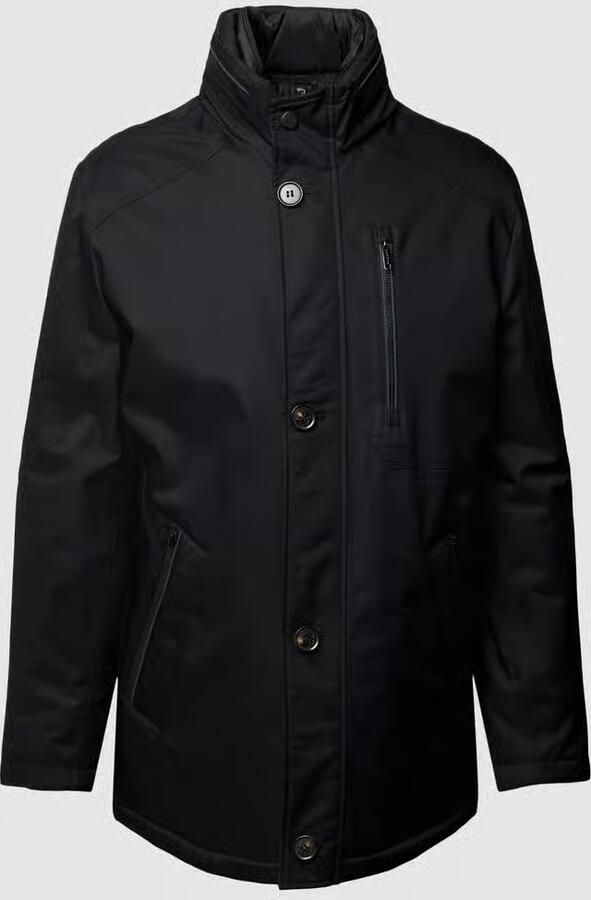 Bugatti Herenjack met opstaande kraag en nep nylonvest Black Heren