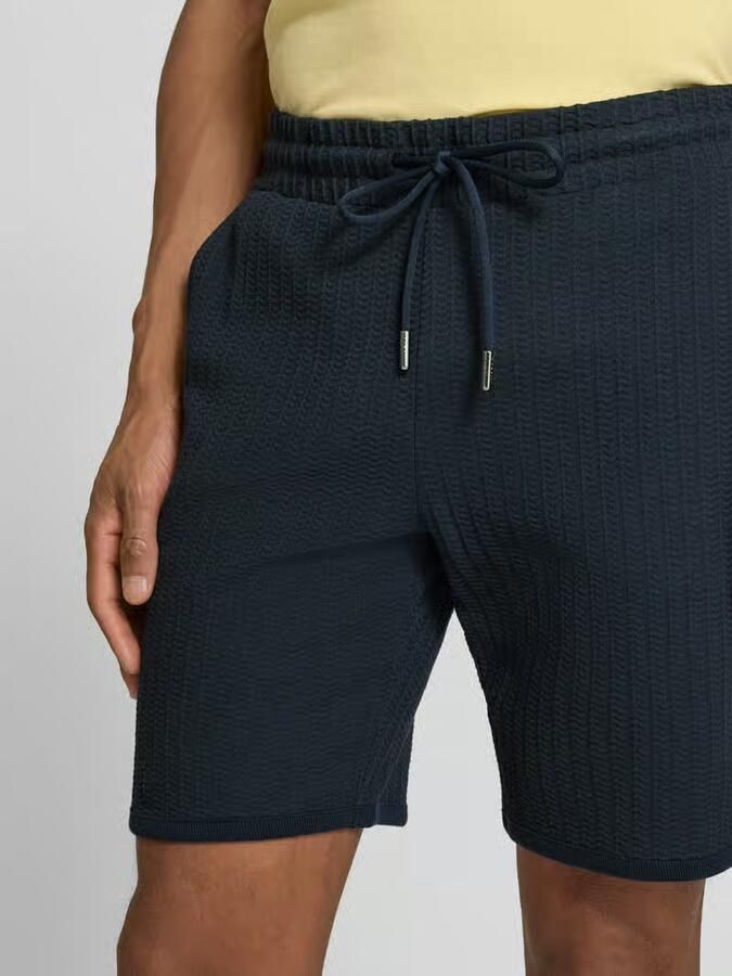 Bugatti Korte broek met structuurpatroon en elastische band