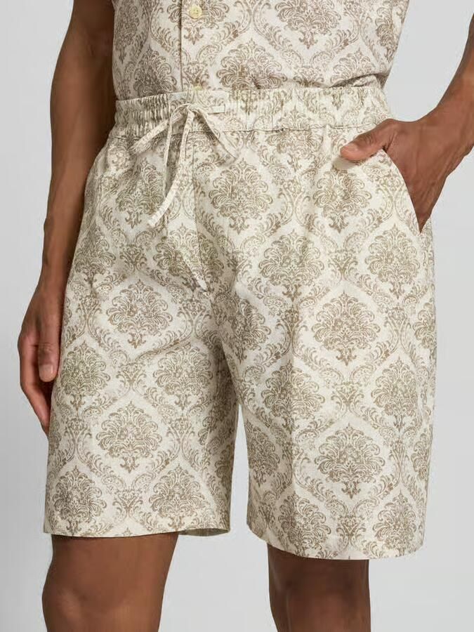 Bugatti Korte broek van linnenmix in all-over look