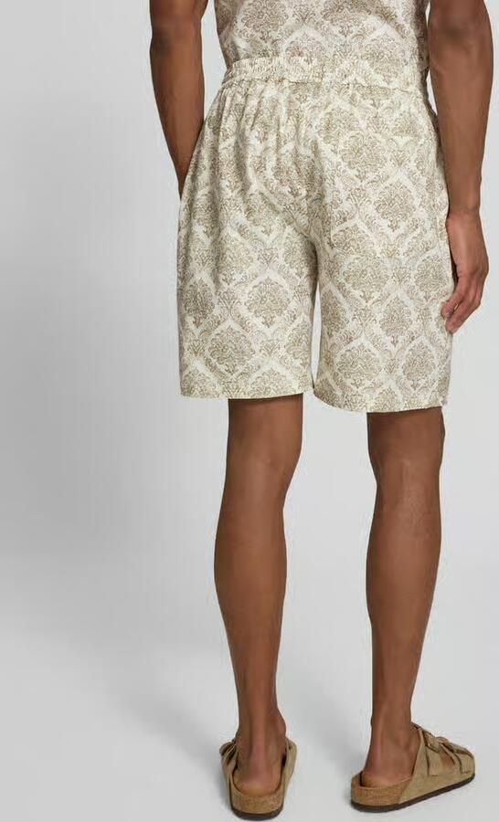 Bugatti Korte broek van linnenmix in all-over look