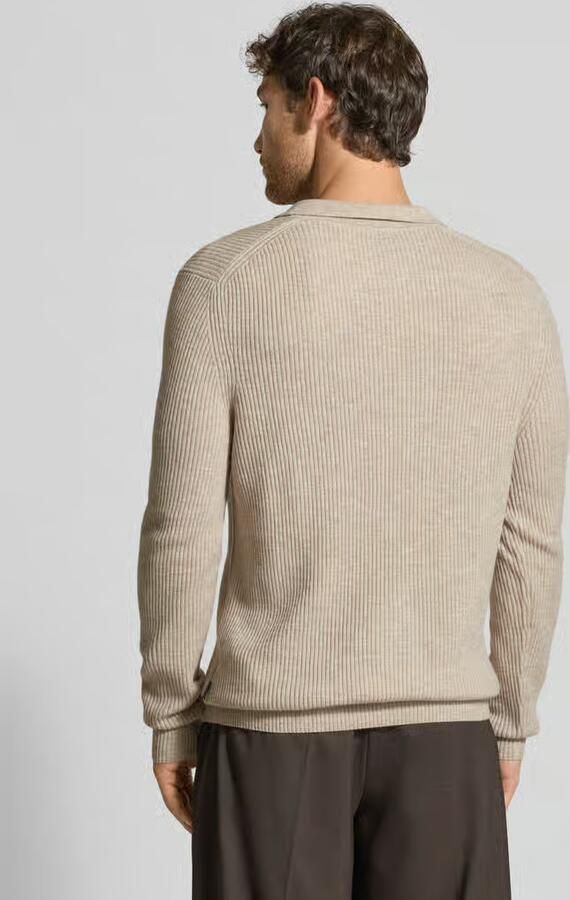 Bugatti Regular fit gebreide pullover met polokraag van wolmix