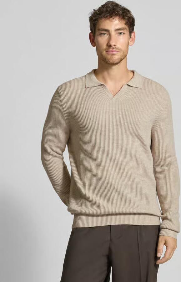 Bugatti Regular fit gebreide pullover met polokraag van wolmix - Foto 2