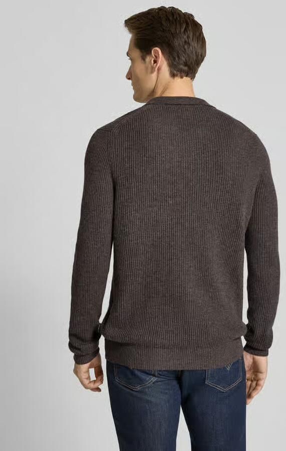 Bugatti Regular fit gebreide pullover met polokraag van wolmix
