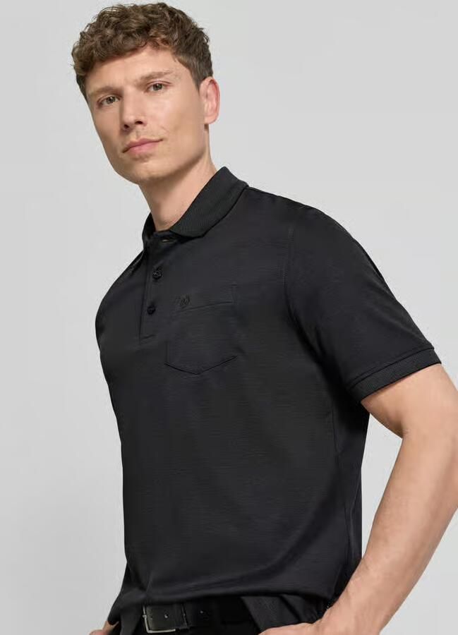 Bugatti regular fit poloshirt met borstzak en labelstitching