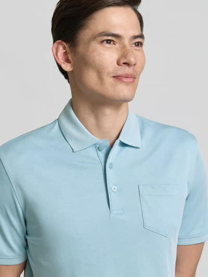 Bugatti regular fit poloshirt met borstzak en labelstitching