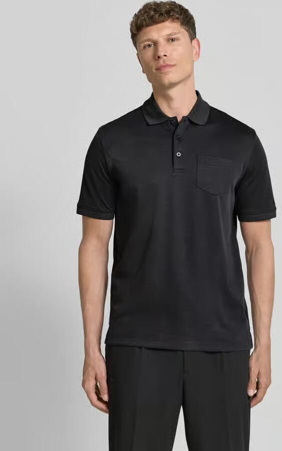 Bugatti regular fit poloshirt met borstzak en labelstitching - Foto 3