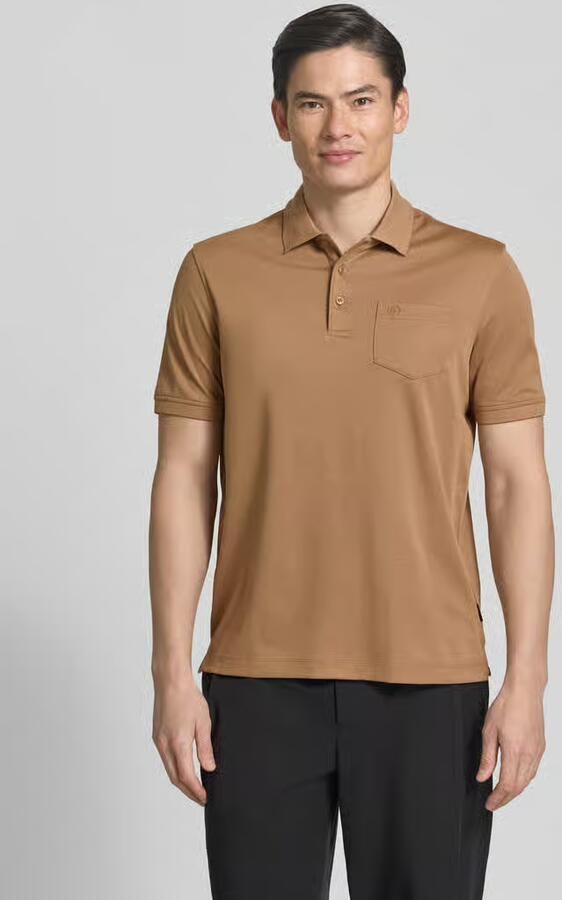 Bugatti regular fit poloshirt met borstzak en labelstitching