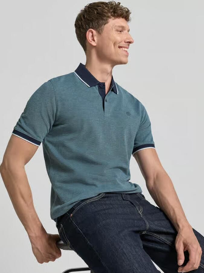 Bugatti regular fit poloshirt met labelstitching