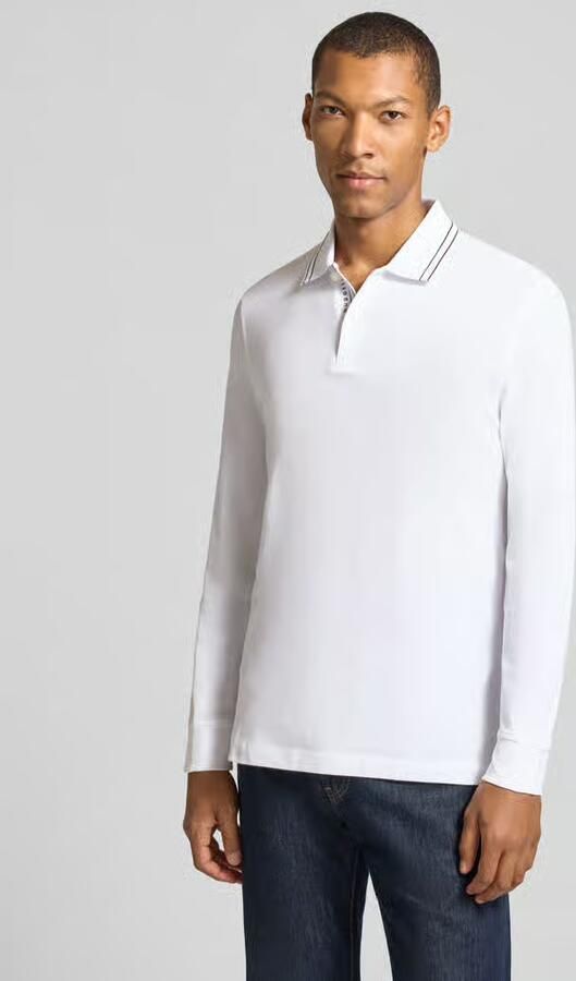 Bugatti Regular Fit poloshirt met lange mouw met knoopsluiting - Foto 3