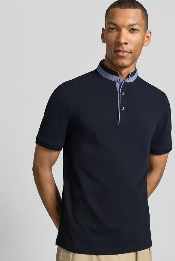 Bugatti regular fit poloshirt met opstaande kraag en gestikt logo