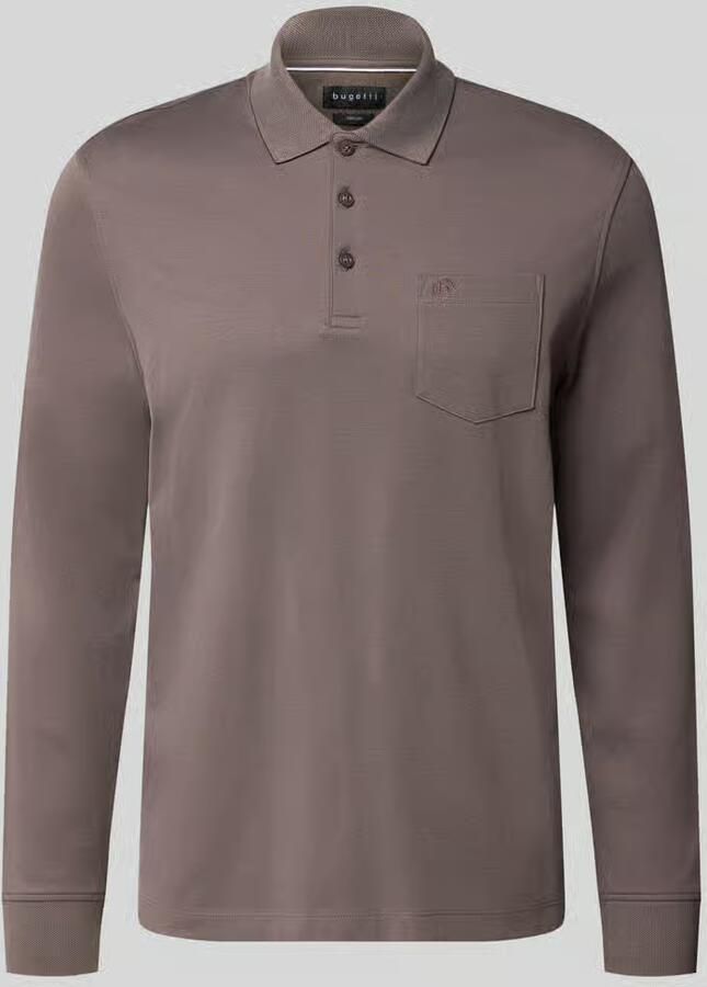 Bugatti regular fit poloshirt van katoenmix met borstzak
