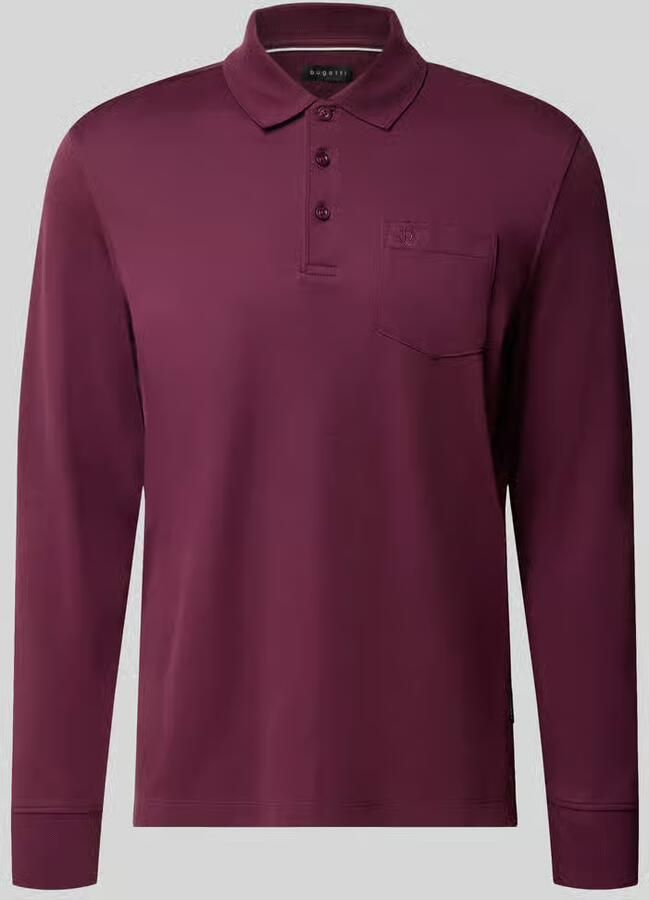 Bugatti regular fit poloshirt van katoenmix met borstzak