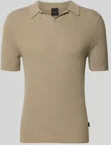 Bugatti slim fit gebreid poloshirt met structuurpatroon