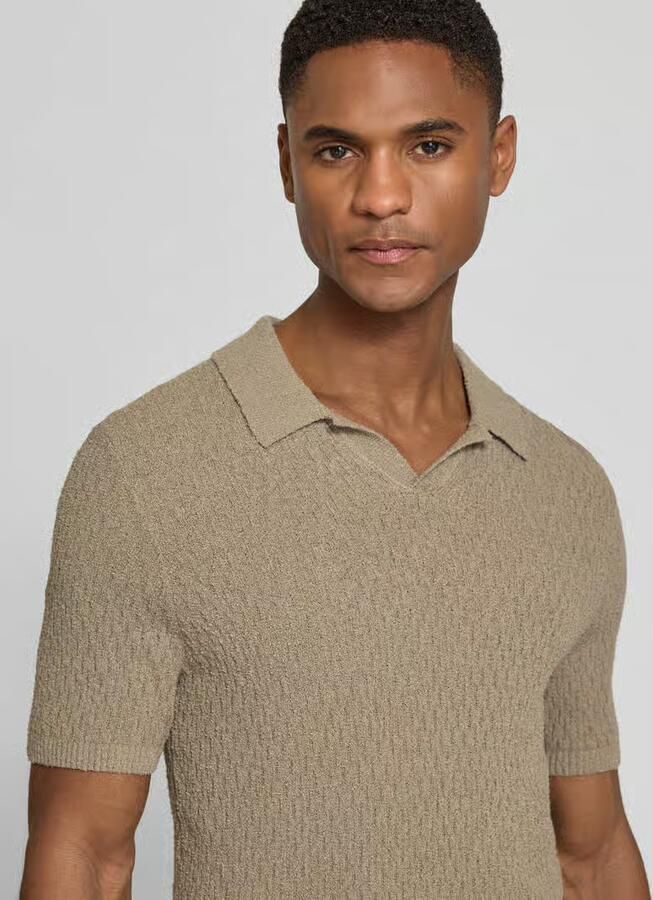 Bugatti slim fit gebreid poloshirt met structuurpatroon