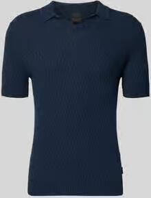 Bugatti slim fit gebreid poloshirt met structuurpatroon