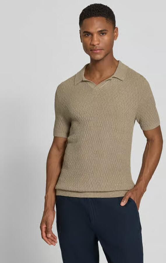 Bugatti slim fit gebreid poloshirt met structuurpatroon - Foto 2