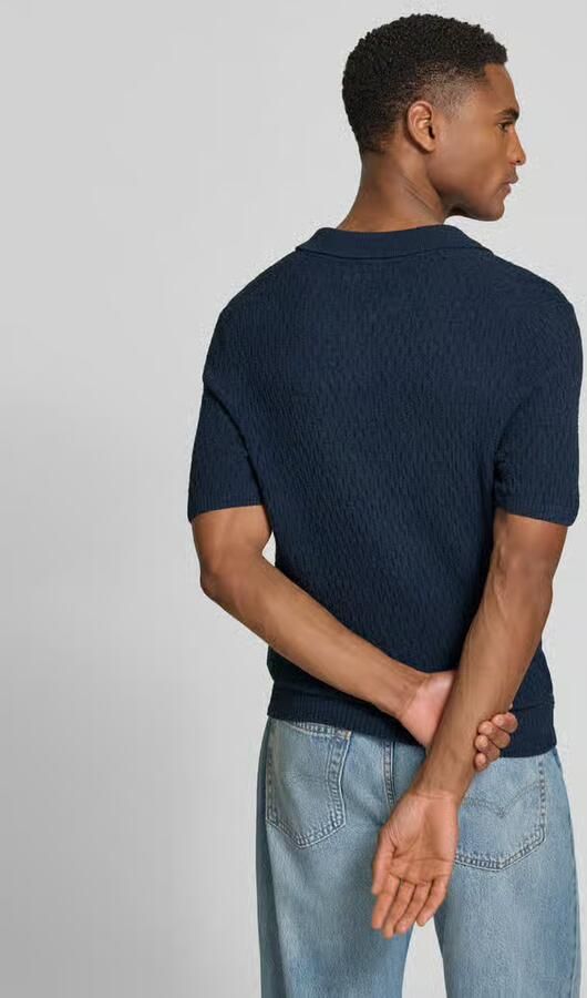 Bugatti slim fit gebreid poloshirt met structuurpatroon - Foto 3