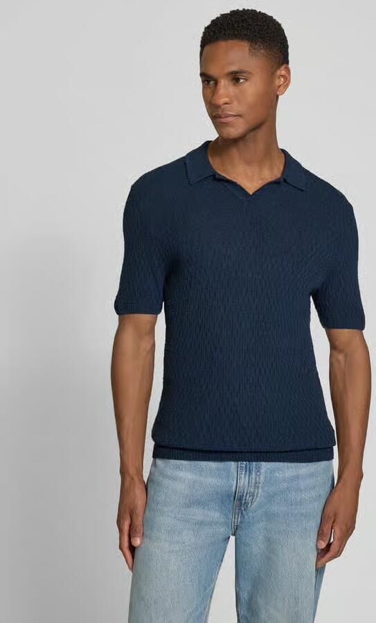 Bugatti slim fit gebreid poloshirt met structuurpatroon - Foto 2