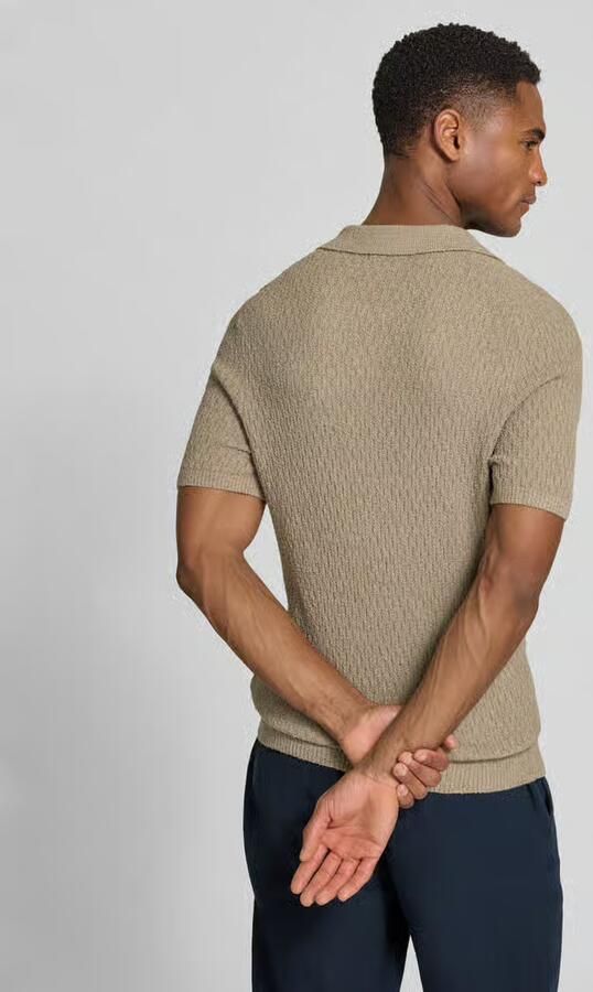 Bugatti slim fit gebreid poloshirt met structuurpatroon - Foto 3