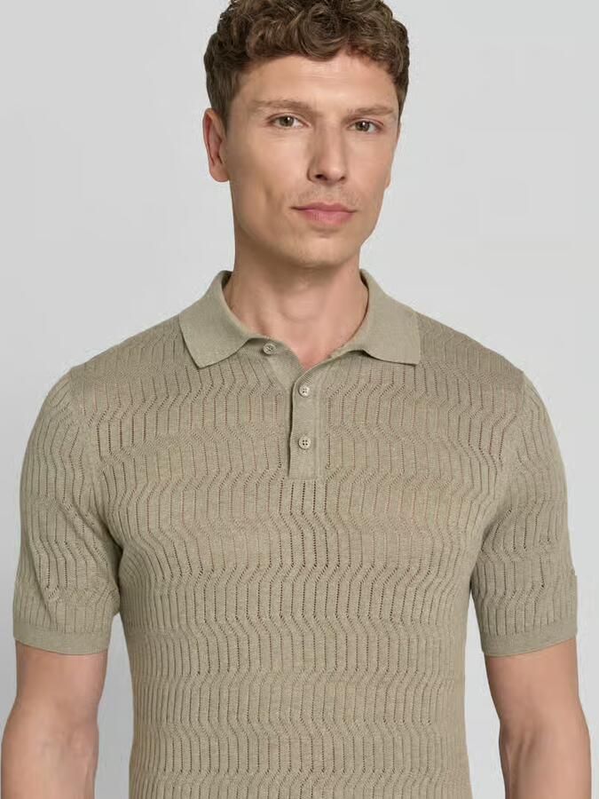 Bugatti slim fit knitwear-poloshirt met knoopsluiting