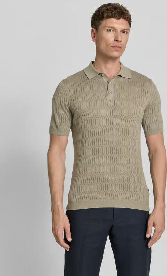 Bugatti slim fit knitwear-poloshirt met knoopsluiting - Foto 4
