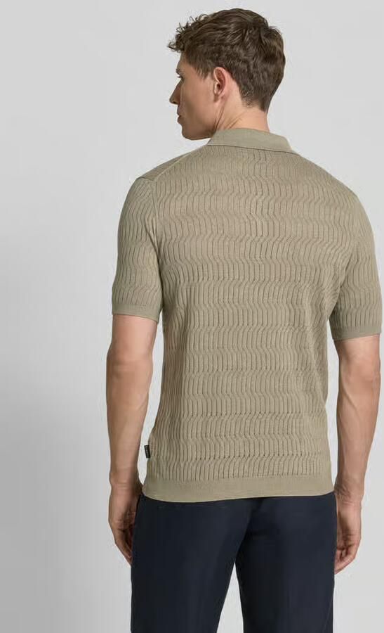 Bugatti slim fit knitwear-poloshirt met knoopsluiting