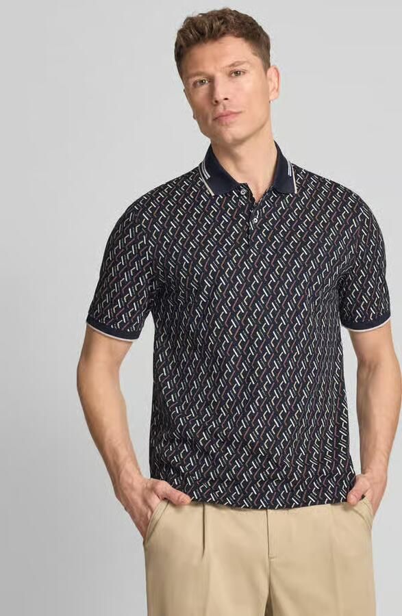 Bugatti Slim fit poloshirt in all-over look - Foto 4