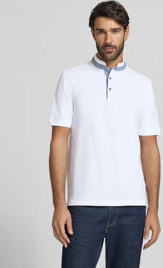 Bugatti regular fit poloshirt met opstaande kraag en gestikt logo - Foto 3