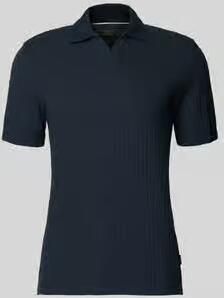 Bugatti slim fit poloshirt met structuurpatroon en V-hals