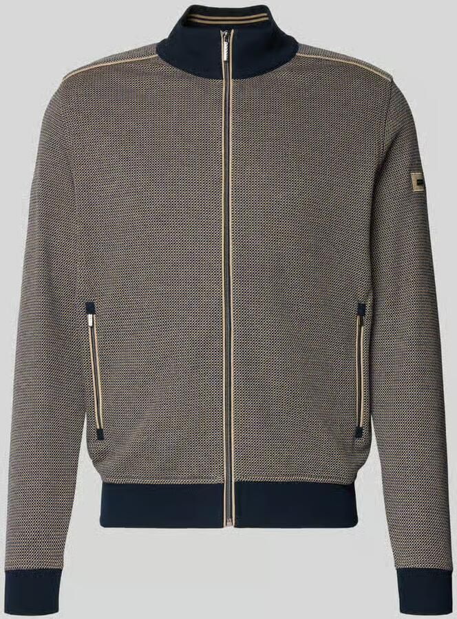 Bugatti Sweatjack met ritssluiting en labeldetail