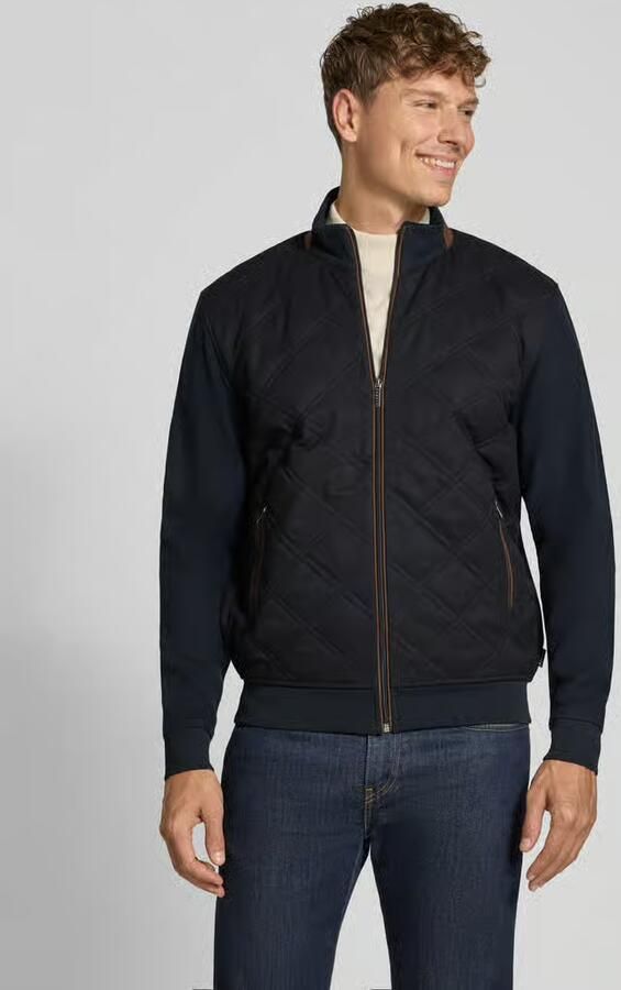 Bugatti Sweatjack met stiknaden en ritssluiting - Foto 3