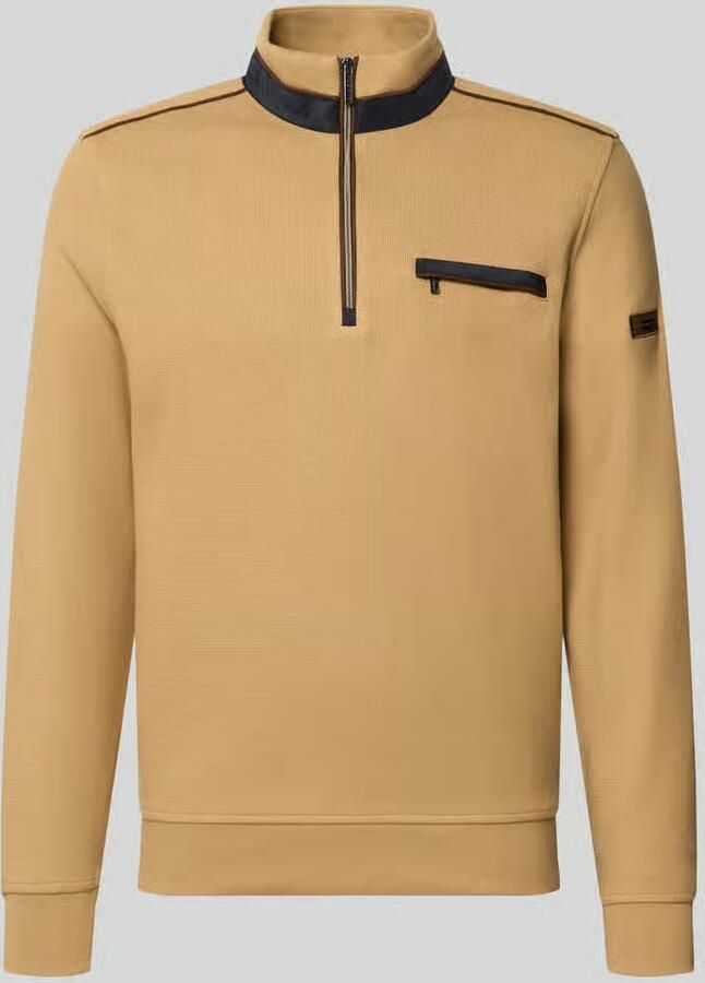 Bugatti Sweatshirt met opstaande kraag en ritssluiting