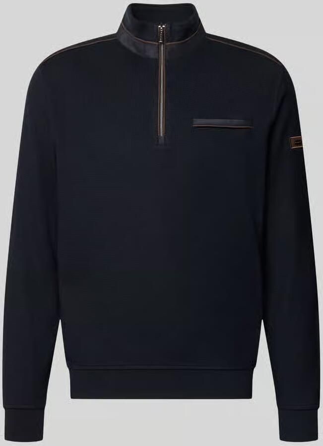 Bugatti Sweatshirt met opstaande kraag en ritssluiting