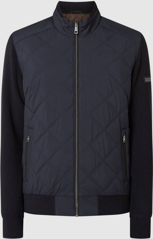 Bugatti vest opstaande kraag donkerblauw rits effen synthetisch