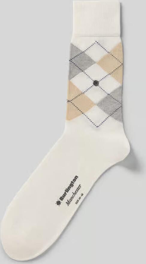 Burlington Socks Manchester Sok Ruit Off-White 2049 - Foto 4