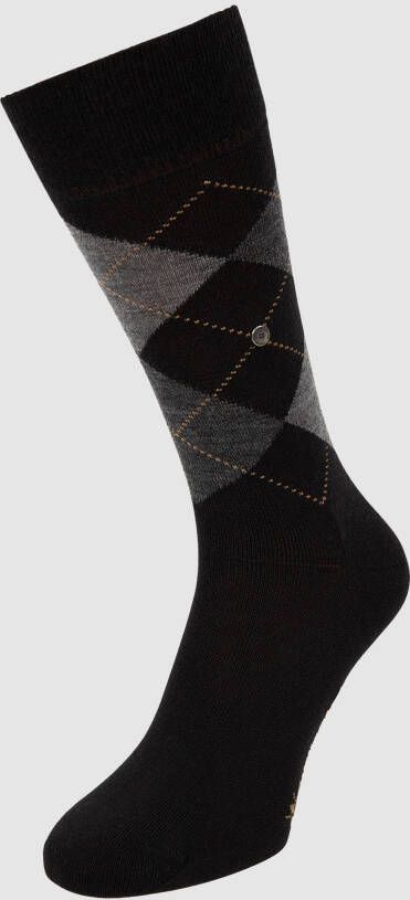 Burlington Edinburgh sokken wol zwart grijs gerruit wol