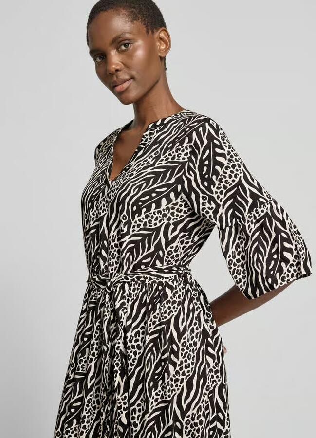 B.Young midi-jurk van viscose met tuniekkraag model 'JOELLA'